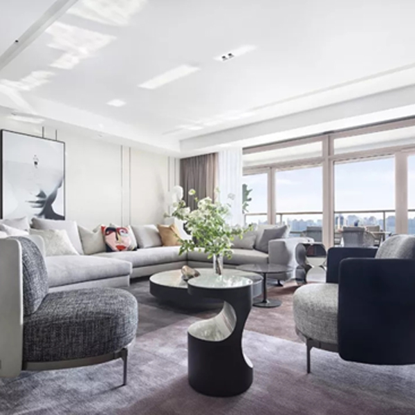 上海湯臣一品大平層：軒尼詩(shī)魚骨拼花地板